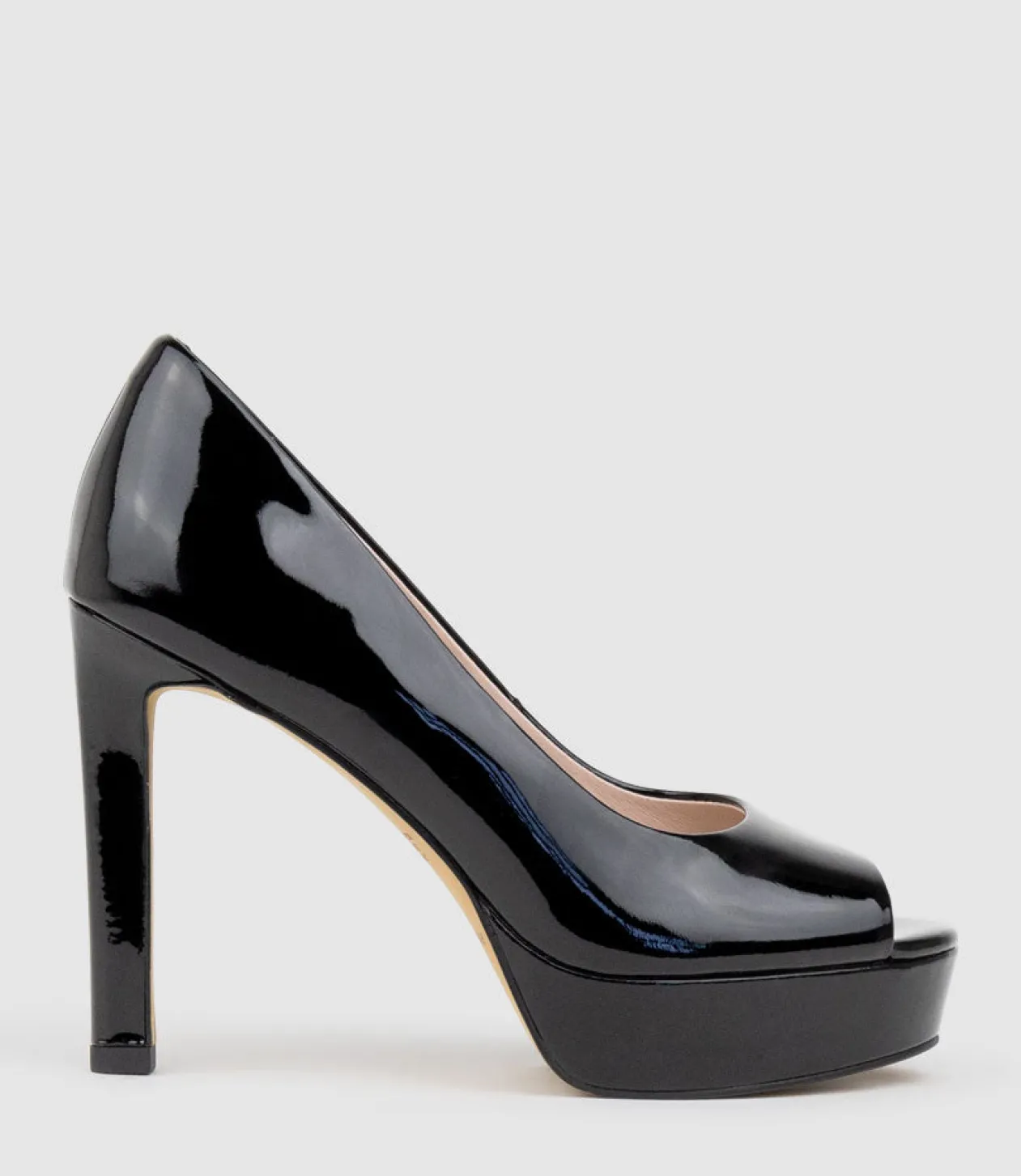 Cadie110 Open Toe Platform Pump In Black Patent