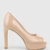 Cadie110 Open Toe Platform Pump In Nude Patent
