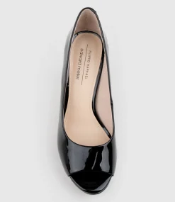 Cadie110 Open Toe Platform Pump In Black Patent
