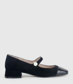 Capulet30 Cap Toe Mary Jane In Black Suede
