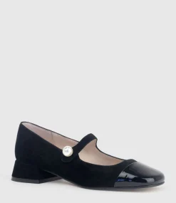 Capulet30 Cap Toe Mary Jane In Black Suede