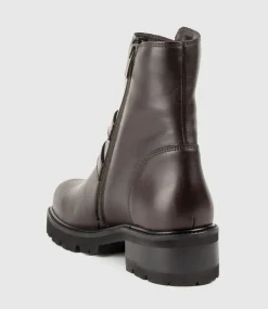 Carly Double Buckle Biker Boot In Espresso