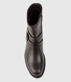 Carly Double Buckle Biker Boot In Espresso