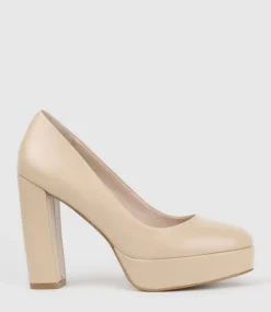 Chilli110 Platform Pump In Nude Baby Calf