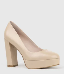 Chilli110 Platform Pump In Nude Baby Calf