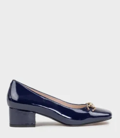 Christine45 Block Heel Pump With Hardware In Navy Patent
