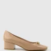 Christine45 Block Heel Pump With Hardware In Nude Patent