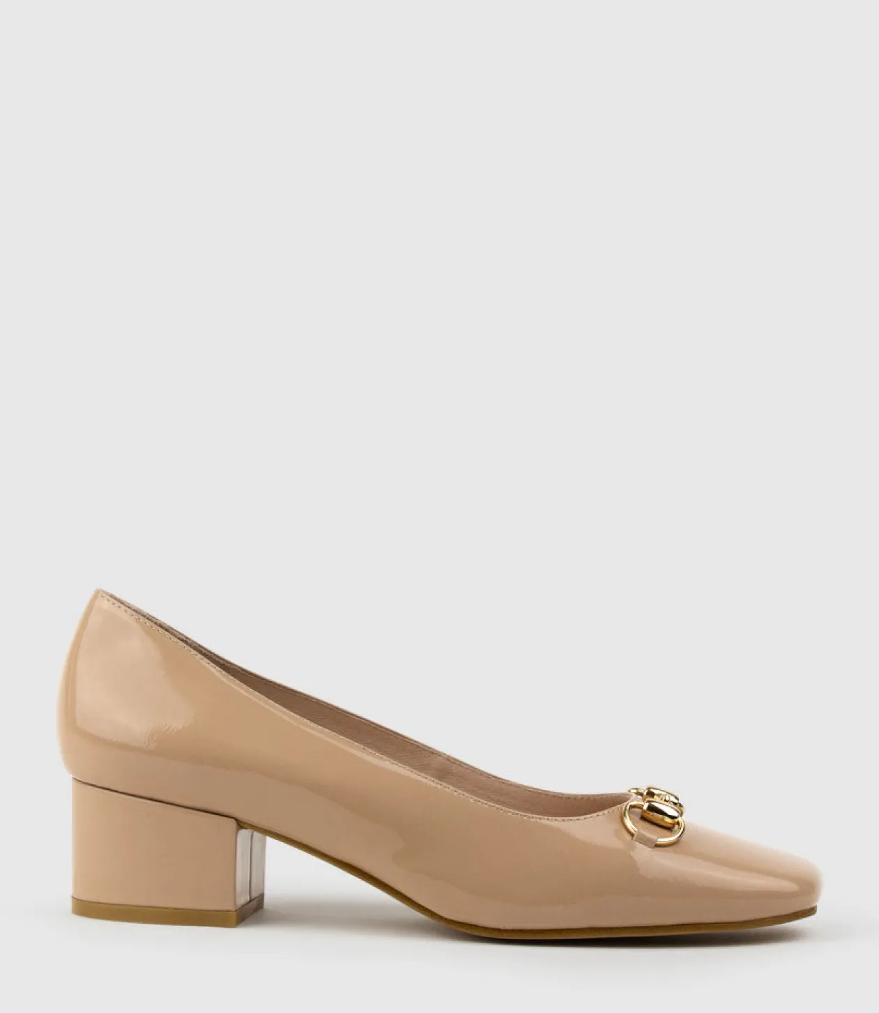 Christine45 Block Heel Pump With Hardware In Nude Patent