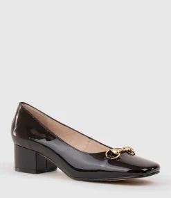Christine45 Block Heel Pump With Hardware In Black Patent