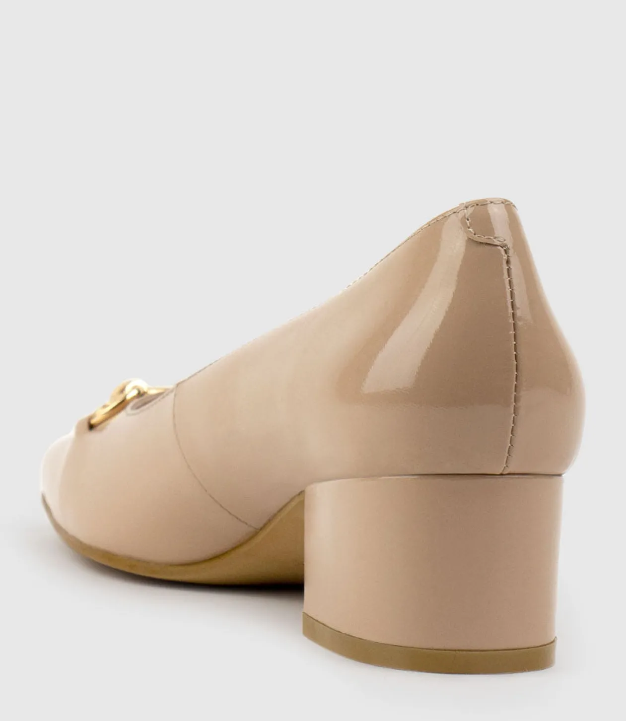 Christine45 Block Heel Pump With Hardware In Nude Patent