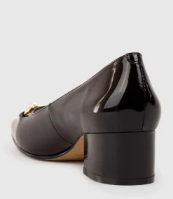 Christine45 Block Heel Pump With Hardware In Black Patent
