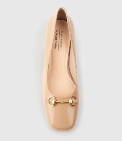 Christine45 Block Heel Pump With Hardware In Nude Patent