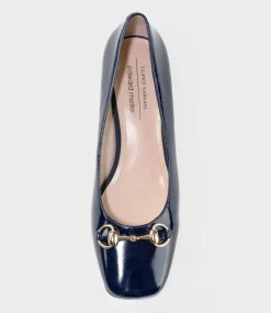Christine45 Block Heel Pump With Hardware In Navy Patent