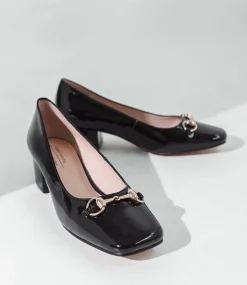 Christine45 Block Heel Pump With Hardware In Black Patent