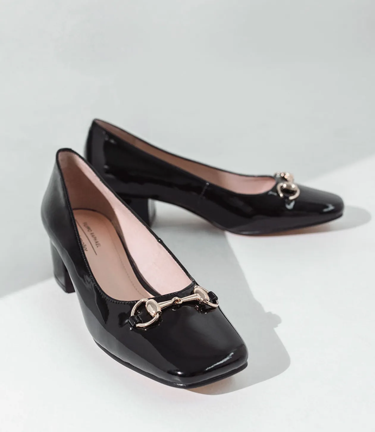 Christine45 Block Heel Pump With Hardware In Black Patent