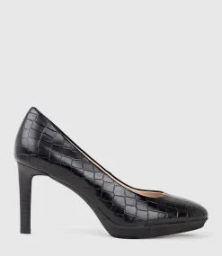Clarice85 Pump On Unit In Black Croc