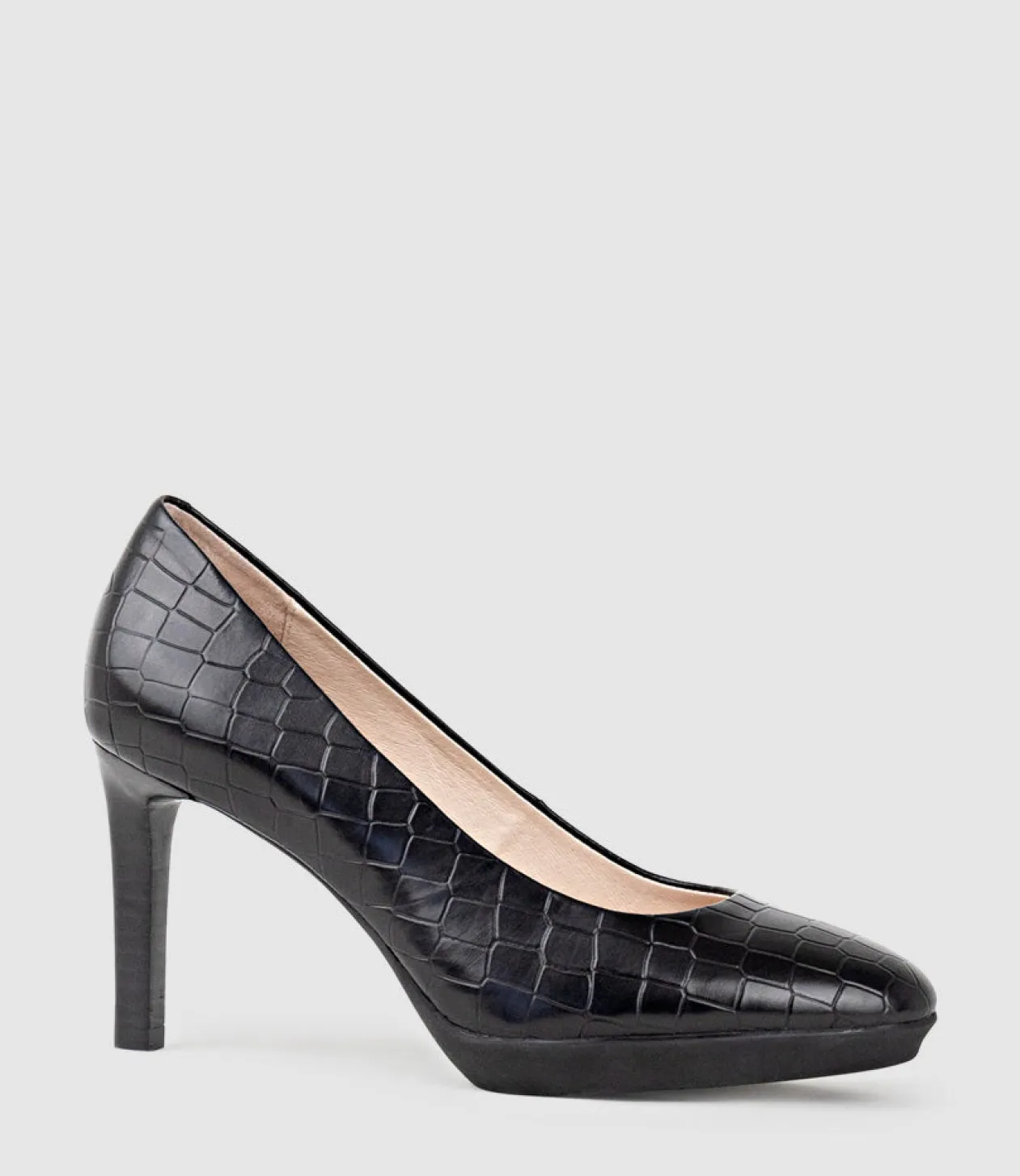Clarice85 Pump On Unit In Black Croc