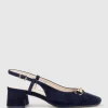 Clementine45 Closed Toe Sling With Hardware In Navy Suede
