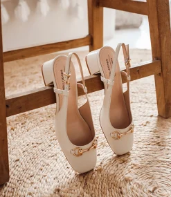 Clementine45 Closed Toe Sling With Hardware In Bone