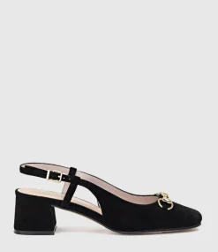 Clementine45 Closed Toe Sling With Hardware In Black Suede