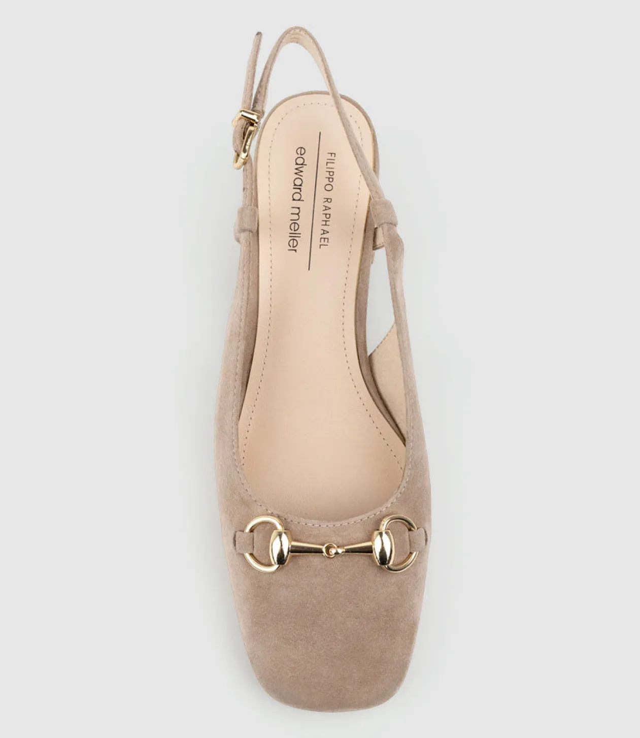 Clementine45 Closed Toe Sling With Hardware In Nude Suede