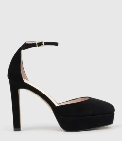 Cody110 Dorsay Platform Pump In Black Suede