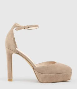 Cody110 Dorsay Platform Pump In Nude Suede