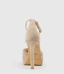 Cody110 Dorsay Platform Pump In Nude Suede