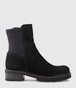 Colette Ankle Boot With Micro Stretch Back In Black Suede