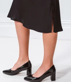 Cordelia60 Pointed Block Heel Pump In Black Patent