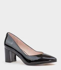 Cordelia60 Pointed Block Heel Pump In Black Patent