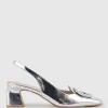 Dania55 Albert Throat Slingback Pump In Silver Crinkle