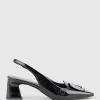 Dania55 Albert Throat Slingback Pump In Black Crinkle