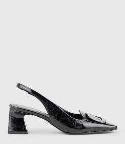Dania55 Albert Throat Slingback Pump In Black Crinkle