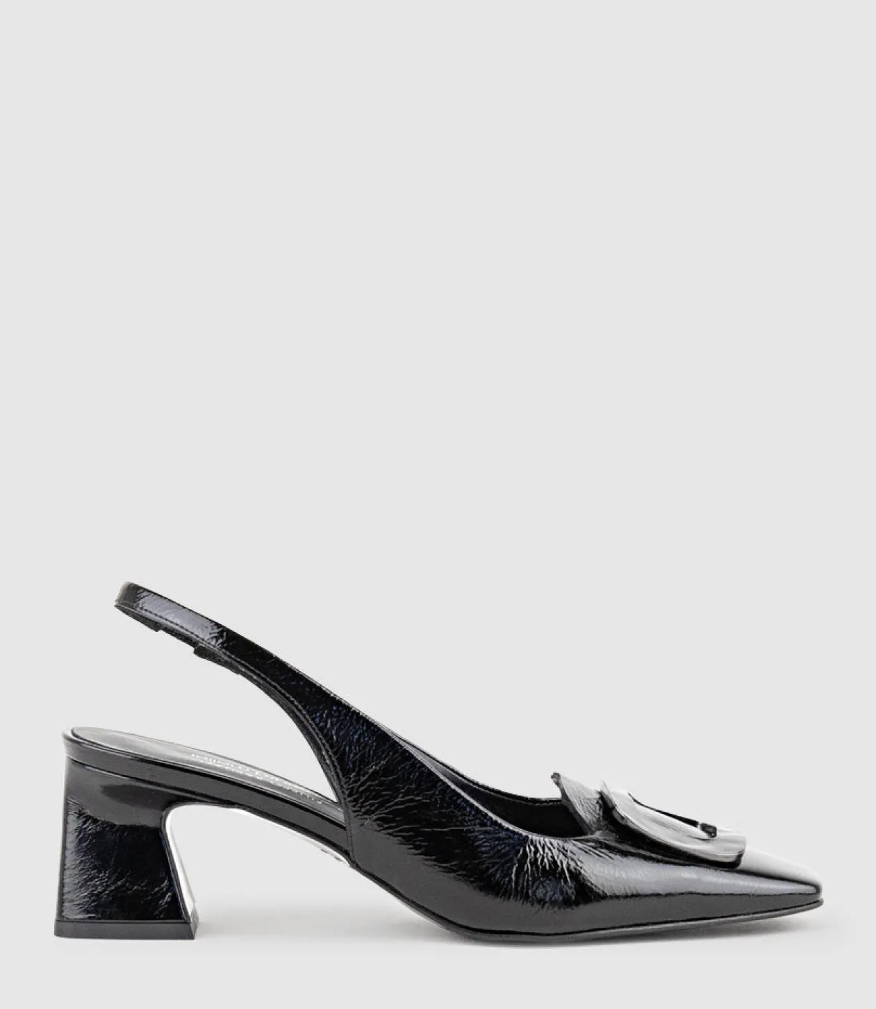 Dania55 Albert Throat Slingback Pump In Black Crinkle