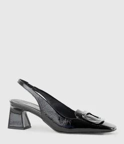 Dania55 Albert Throat Slingback Pump In Black Crinkle
