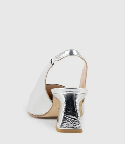Dania55 Albert Throat Slingback Pump In Silver Crinkle