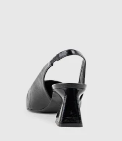 Dania55 Albert Throat Slingback Pump In Black Crinkle