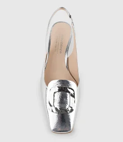 Dania55 Albert Throat Slingback Pump In Silver Crinkle