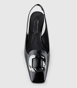 Dania55 Albert Throat Slingback Pump In Black Crinkle
