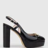 Daria110 Platform Slingback Pump In Black Baby Calf