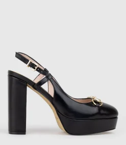 Daria110 Platform Slingback Pump In Black Baby Calf
