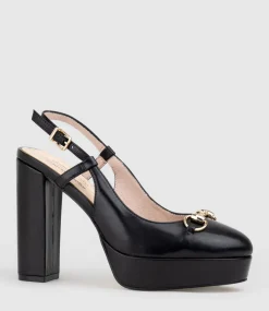 Daria110 Platform Slingback Pump In Black Baby Calf