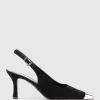 Delina75 Cap Toe Slingback Pump In Black Suede