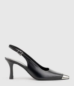 Delina75 Cap Toe Slingback Pump In Black