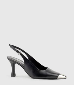 Delina75 Cap Toe Slingback Pump In Black