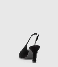 Delina75 Cap Toe Slingback Pump In Black Suede