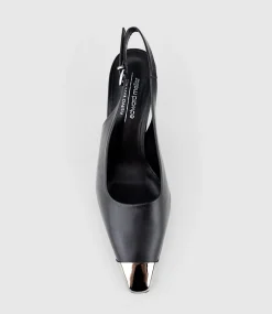 Delina75 Cap Toe Slingback Pump In Black