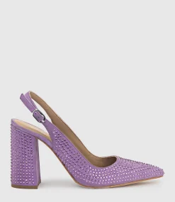 Demi100 Crystal Slingback Pump In Lilac Suede