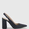 Demi100 Crystal Slingback Pump In Black Suede